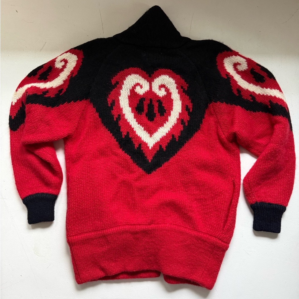 Vintage Women’s Red and Black Cardigan Sweater - XL